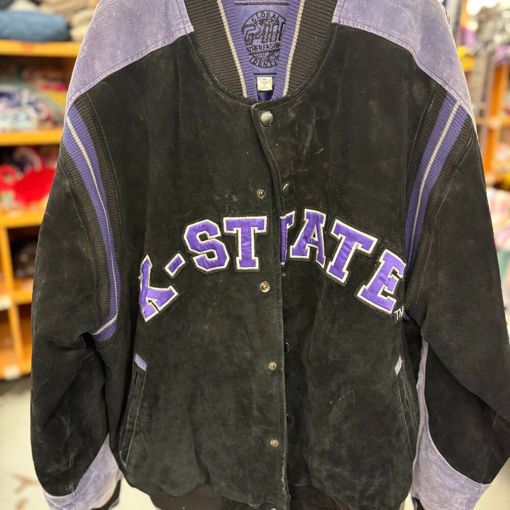Vintage Global Identity Suede Kansas State University Varsity Bomber